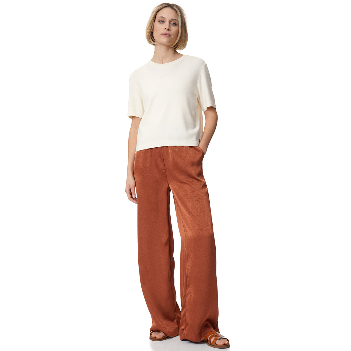 Damen Satin-Hose mit weitem Bein