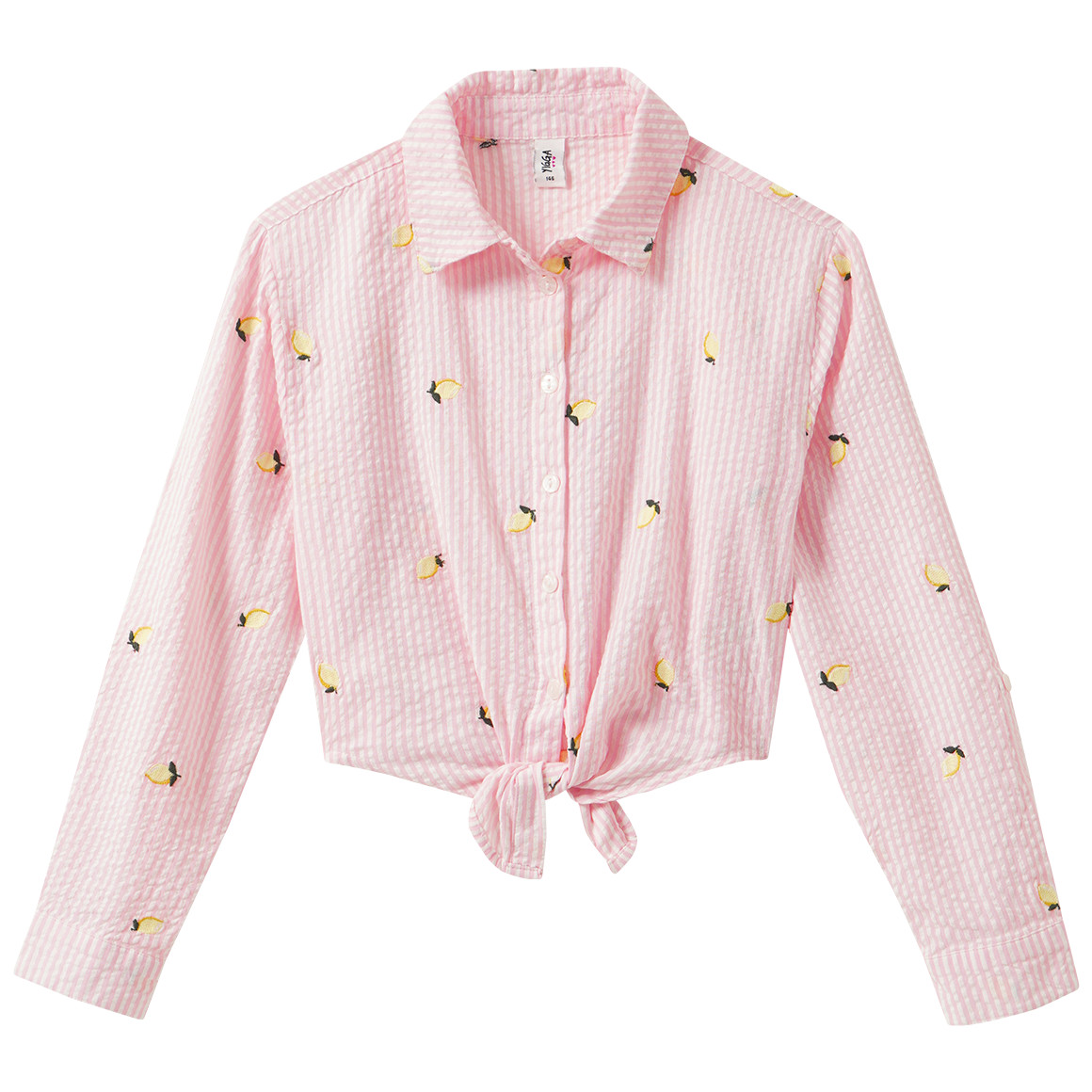 Mädchen Seersucker-Bluse mit Stickerei
