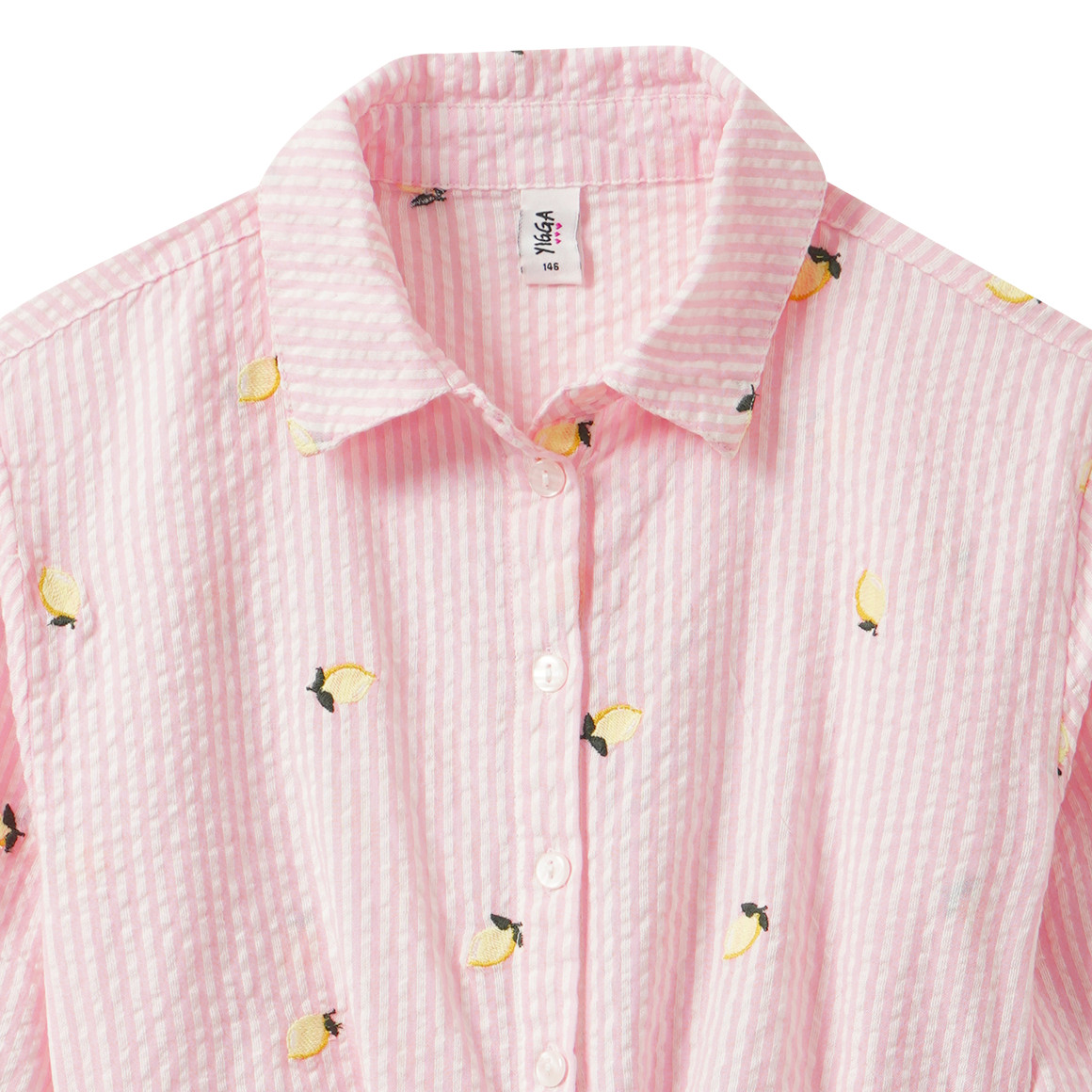 Mädchen Seersucker-Bluse mit Stickerei
