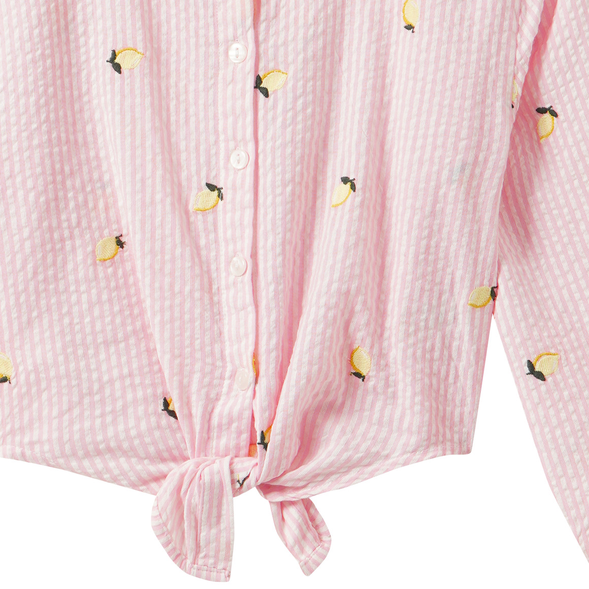 Mädchen Seersucker-Bluse mit Stickerei