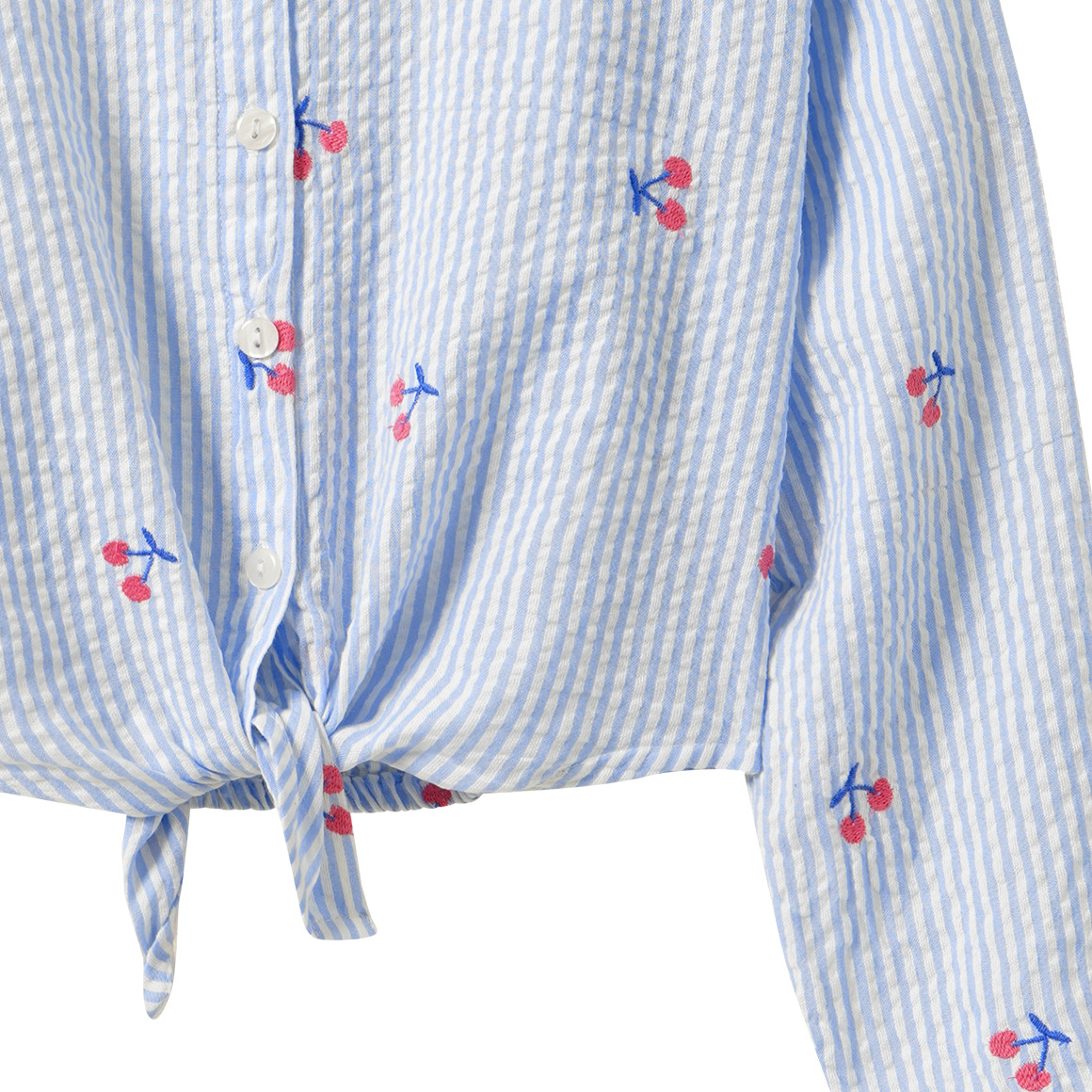 Mädchen Seersucker-Bluse mit Stickerei