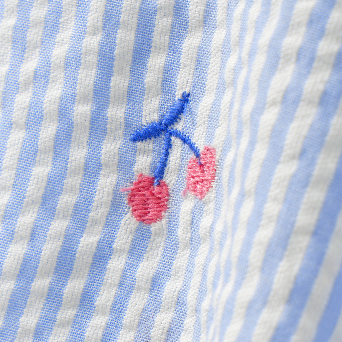 Mädchen Seersucker-Bluse mit Stickerei