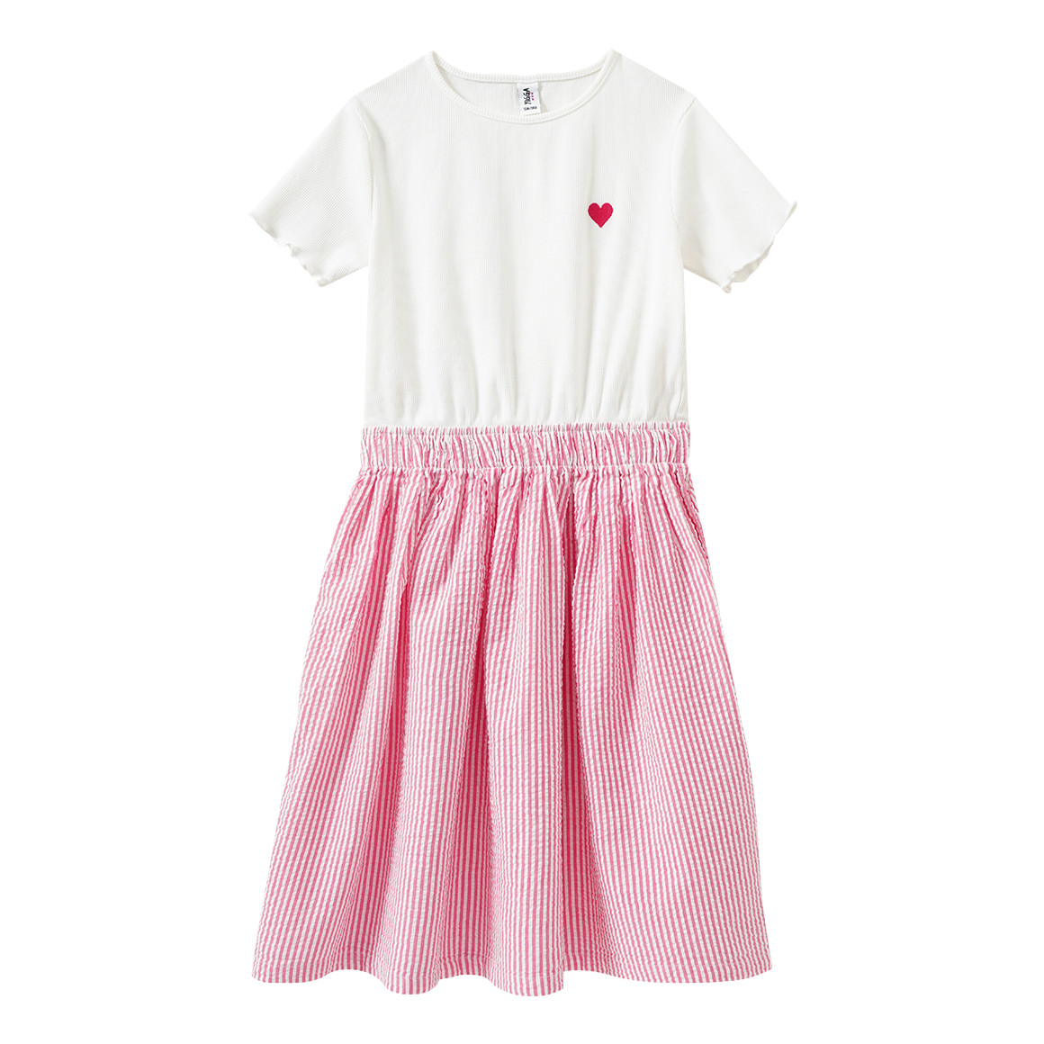 Mädchen Kleid mit Seersucker-Rockteil