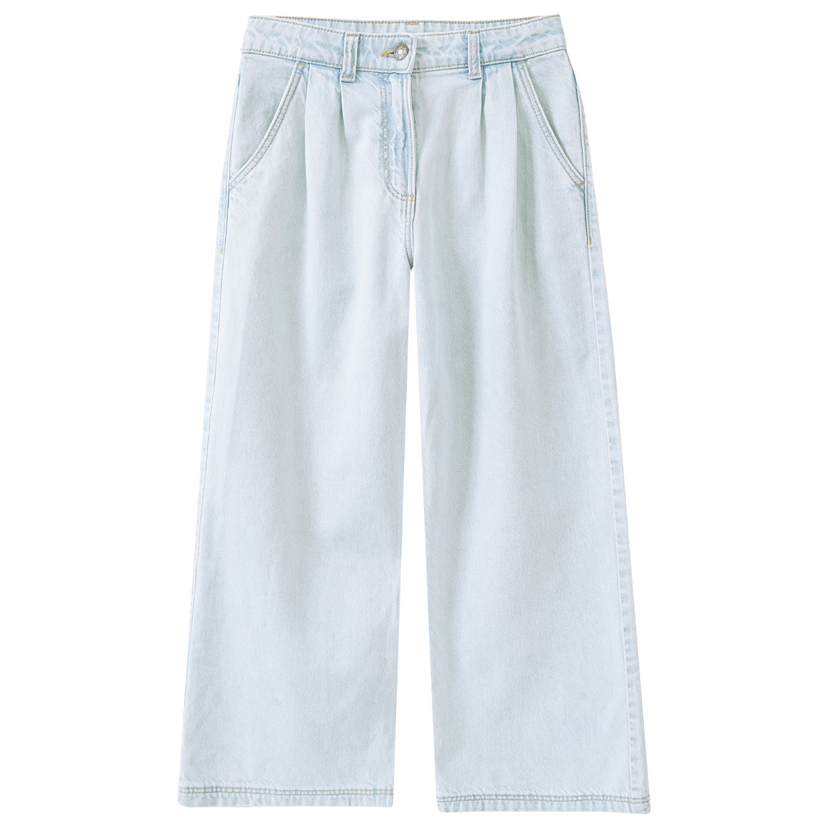 Mädchen Wide-Leg-Jeans in heller Waschung