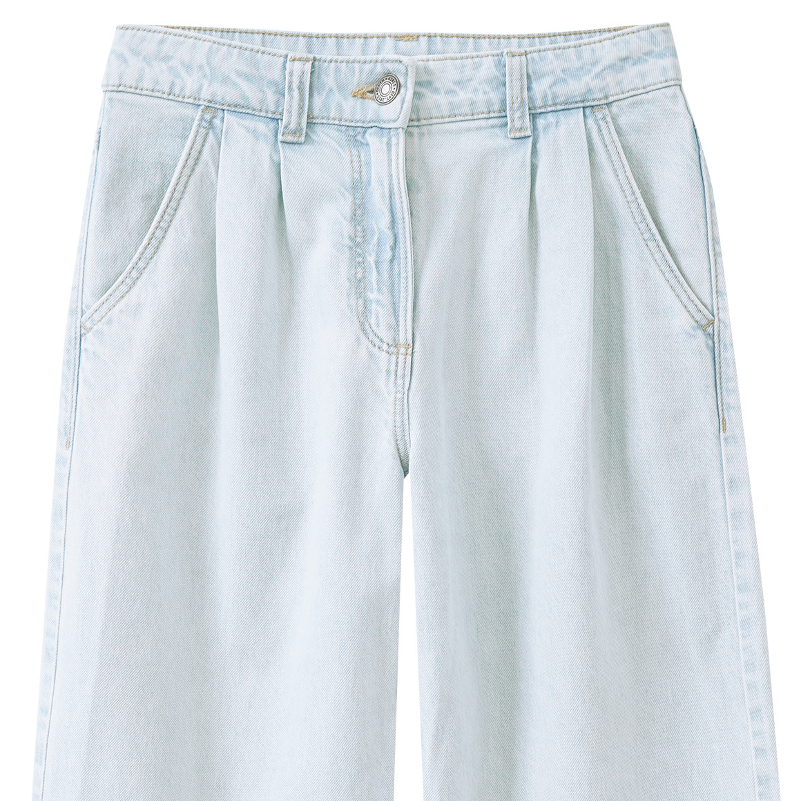 Mädchen Wide-Leg-Jeans in heller Waschung