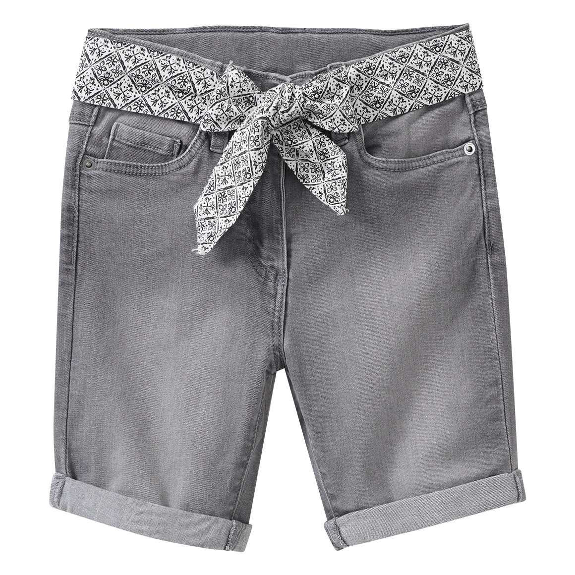 Mädchen Jeansshorts mit Stoffgürtel