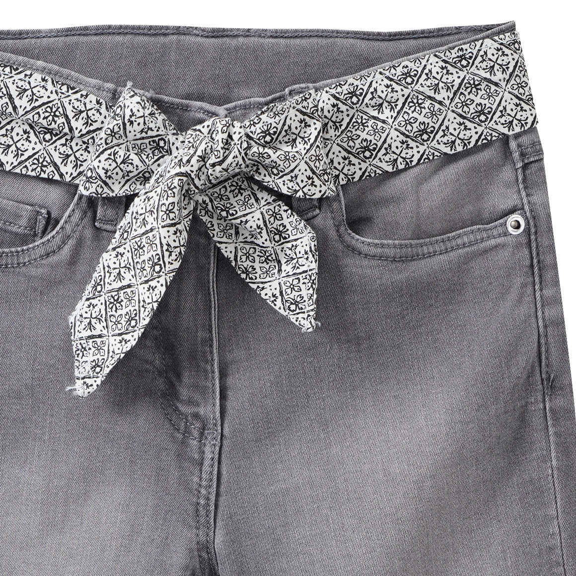 Mädchen Jeansshorts mit Stoffgürtel