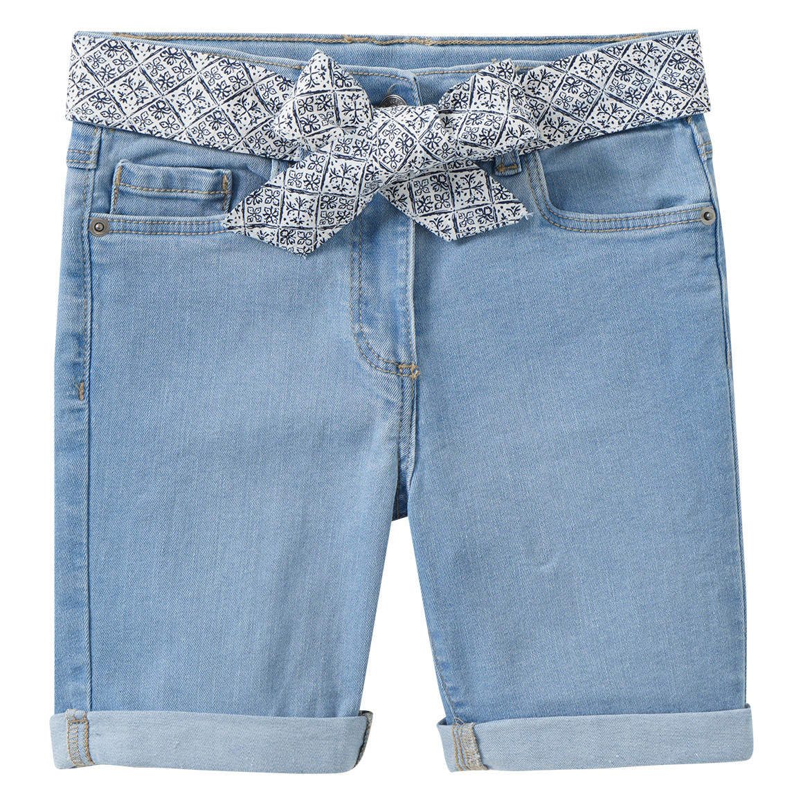 Mädchen Jeansshorts mit Stoffgürtel
