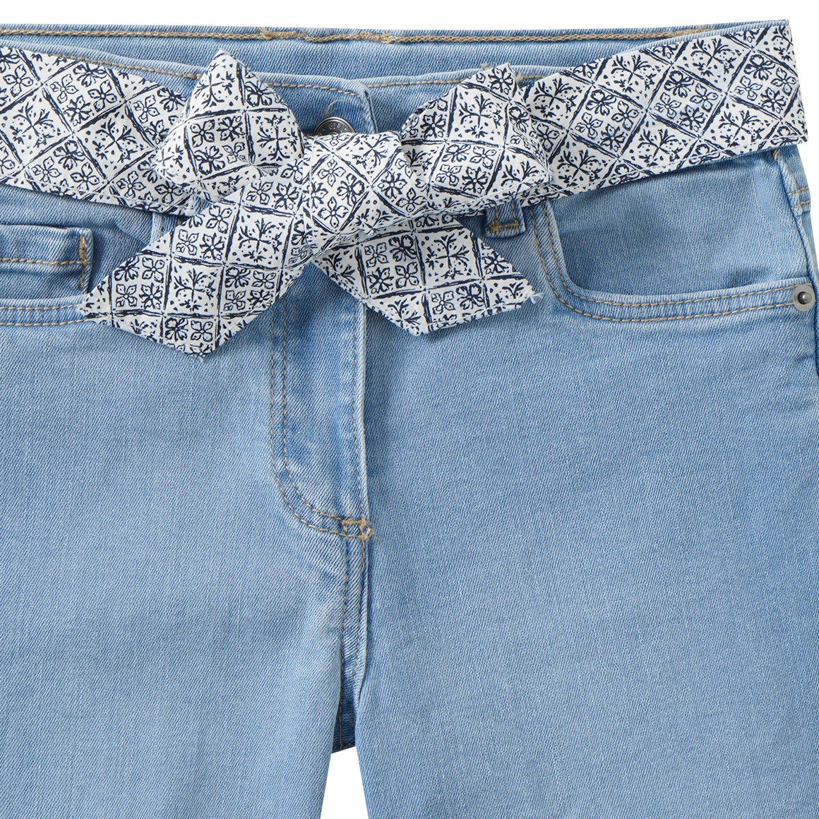 Mädchen Jeansshorts mit Stoffgürtel