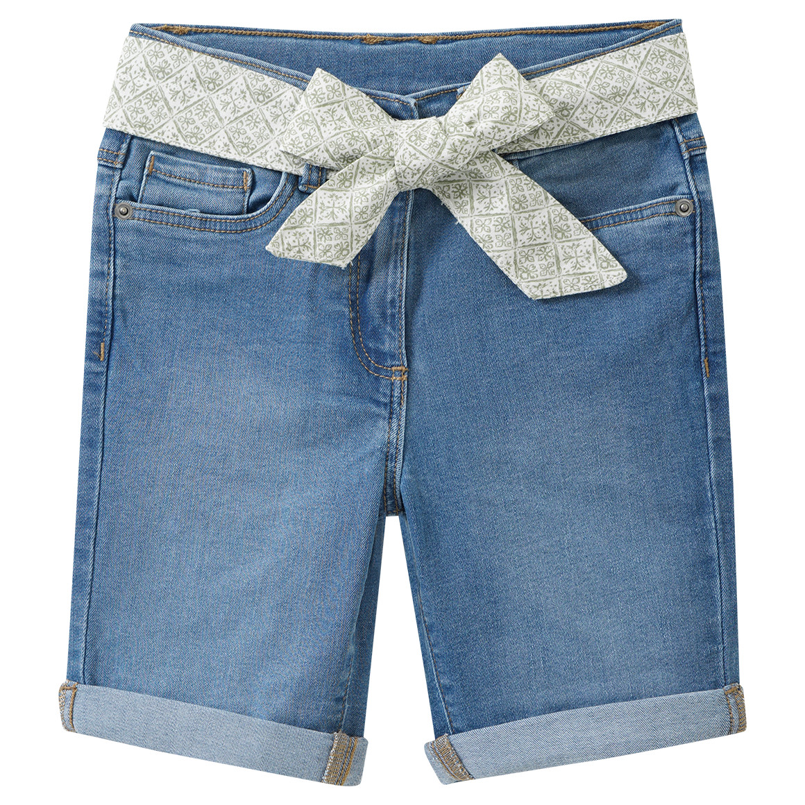 Mädchen Jeansshorts mit Stoffgürtel