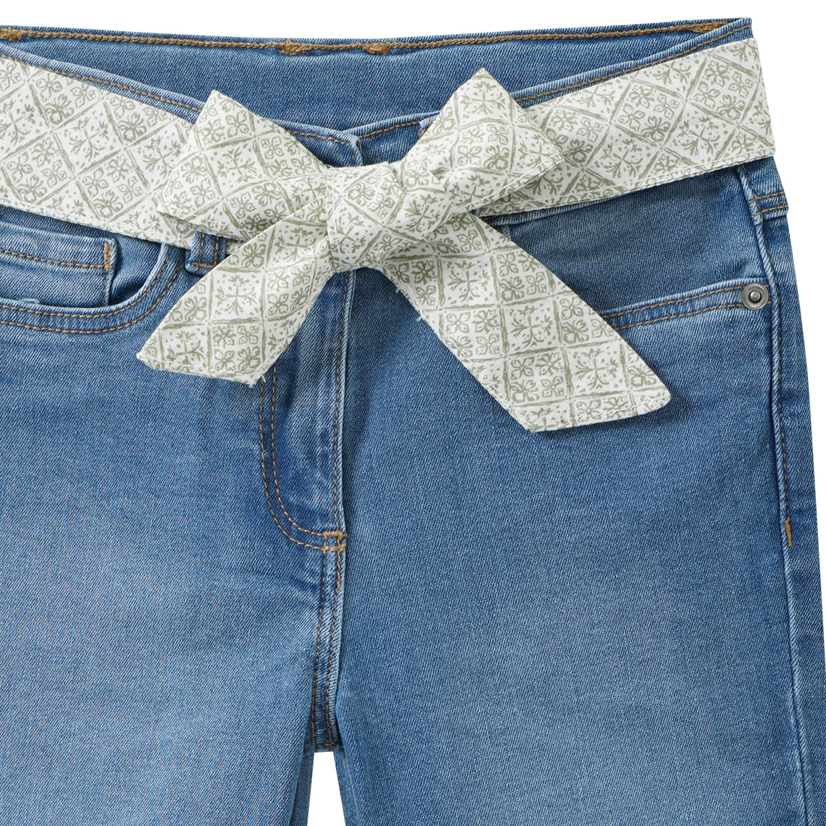 Mädchen Jeansshorts mit Stoffgürtel