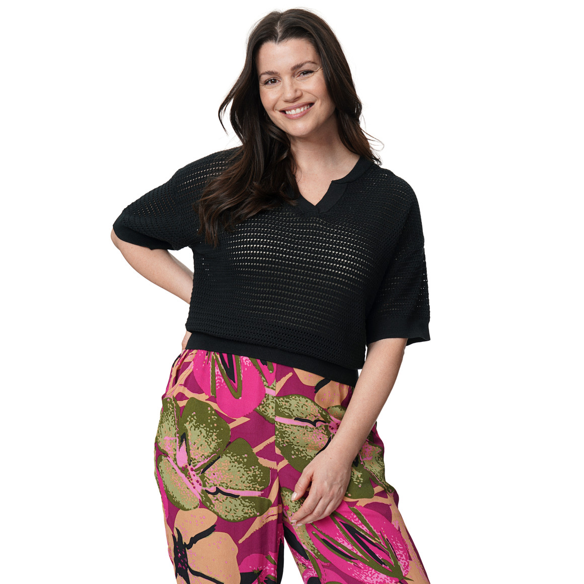 Damen Strickshirt mit Ajourmuster