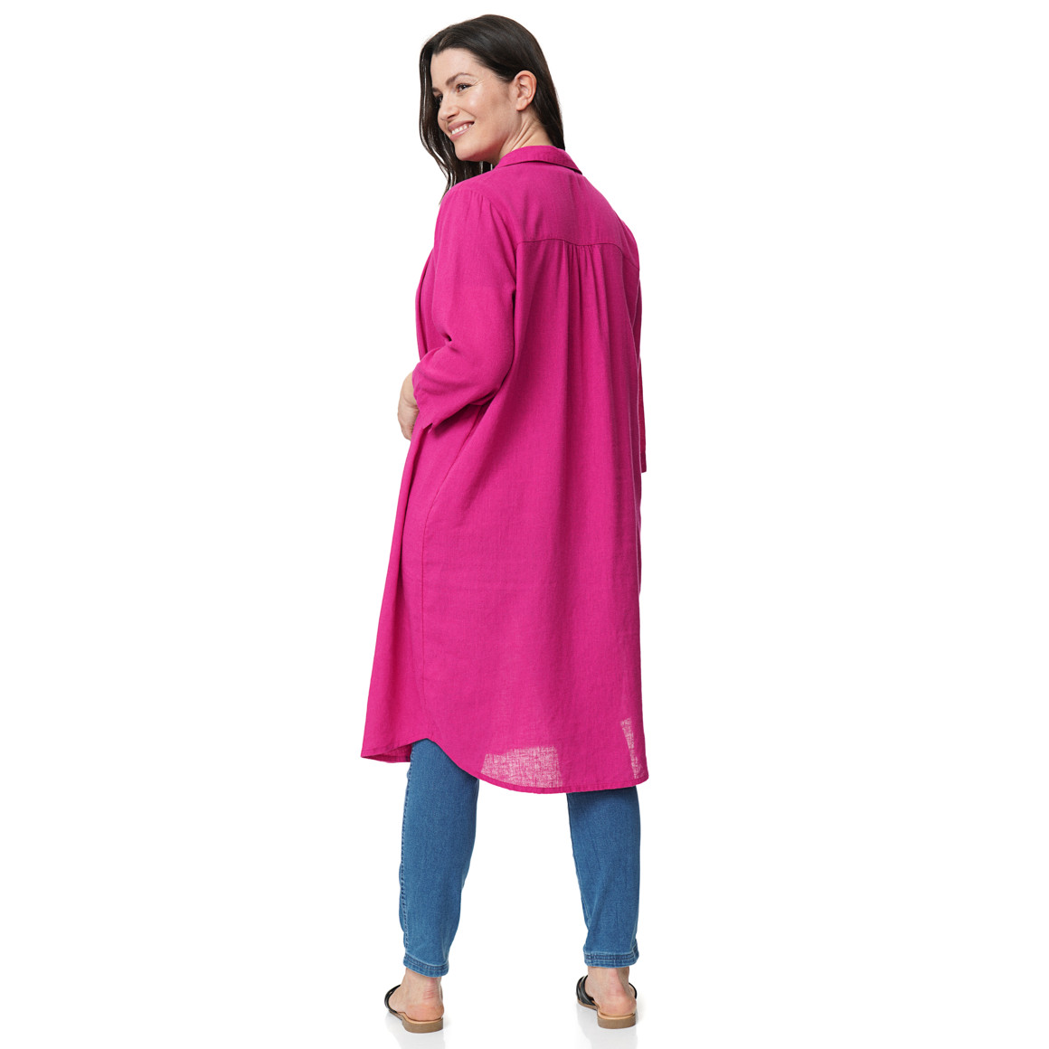 Damen Leinen-Blusenkleid mit Kragen