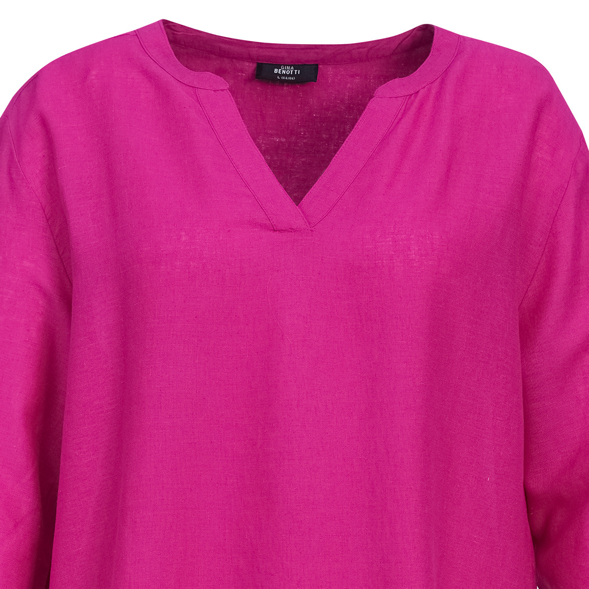 Damen Leinen-Longbluse mit V-Ausschnitt