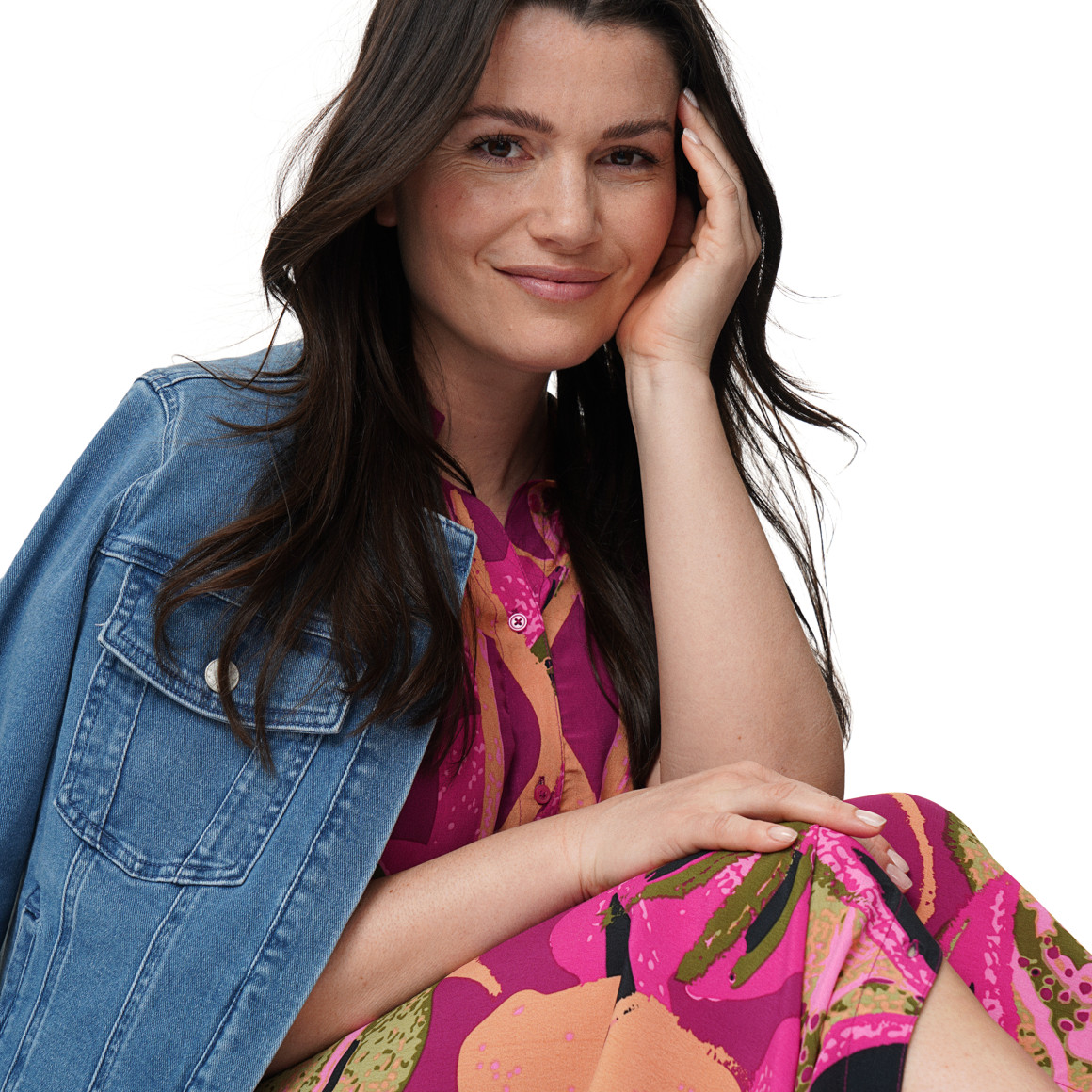 Damen Midi-Kleid mit Allover-Print