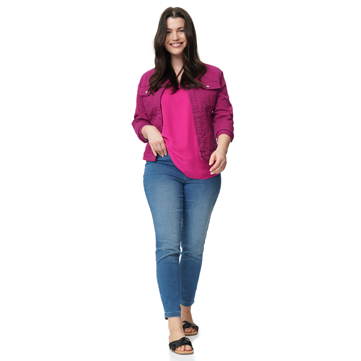 Damen Jeansjacke ohne Verschluss