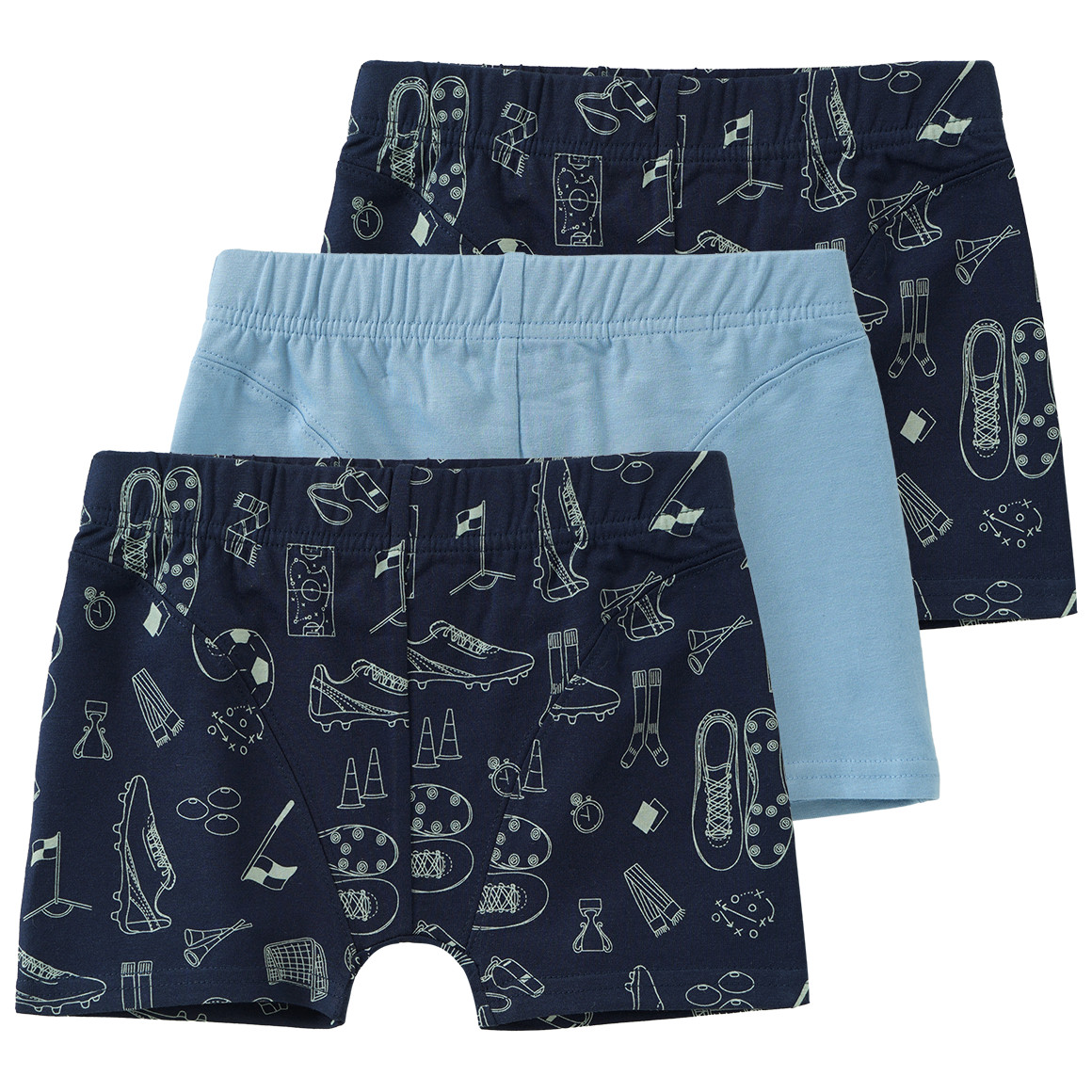 3 Jungen Boxer mit Fußball-Motiven