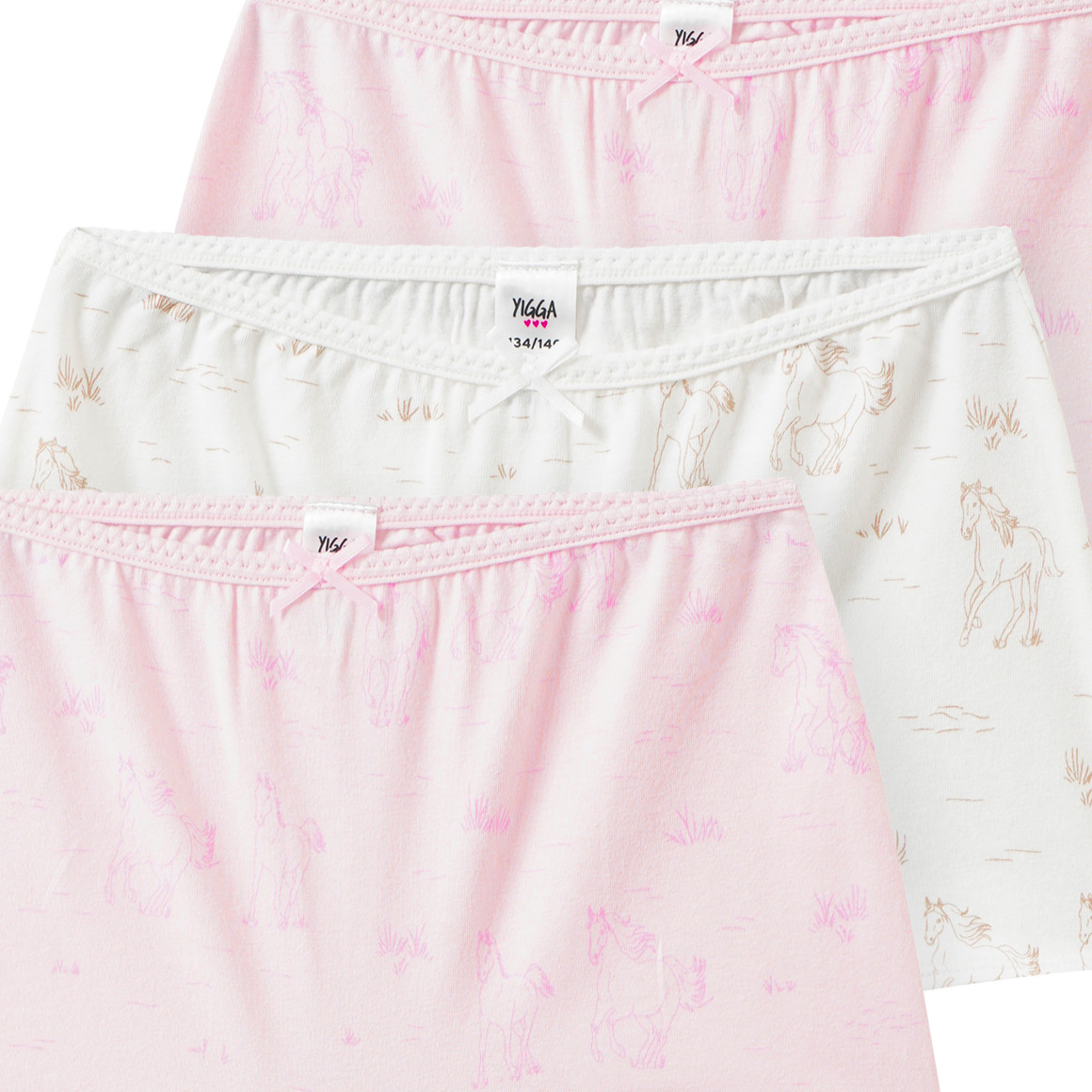 3 Mädchen Pantys mit Pferde-Motiven