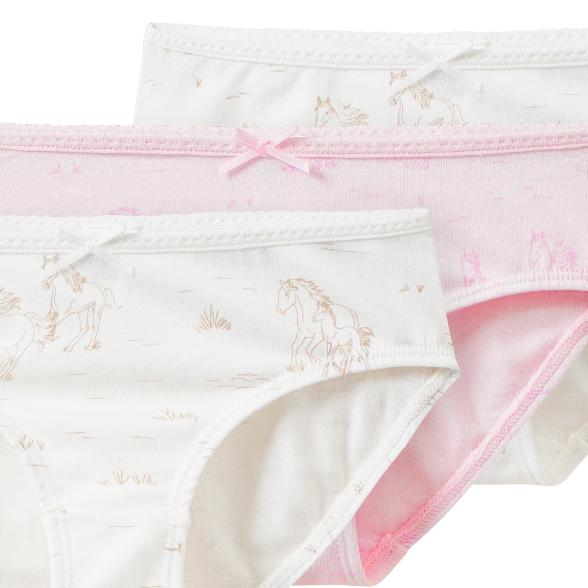 3 Mädchen Slips mit Pferde-Motiven