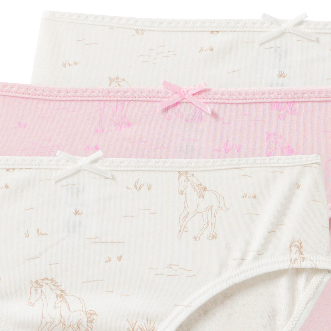 3 Mädchen Slips mit Pferde-Motiven