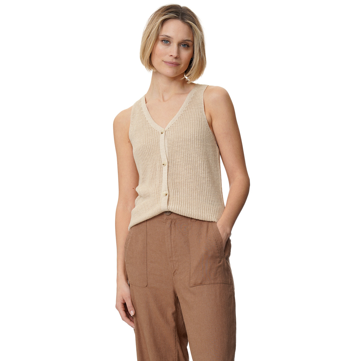 Damen Stricktop mit Knopfleiste