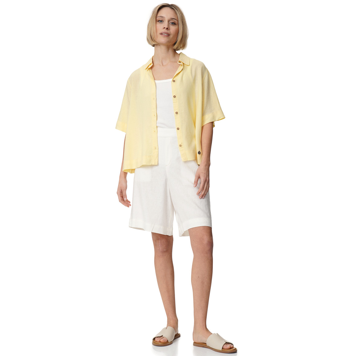 Linnen damesblouse met hemdkraag