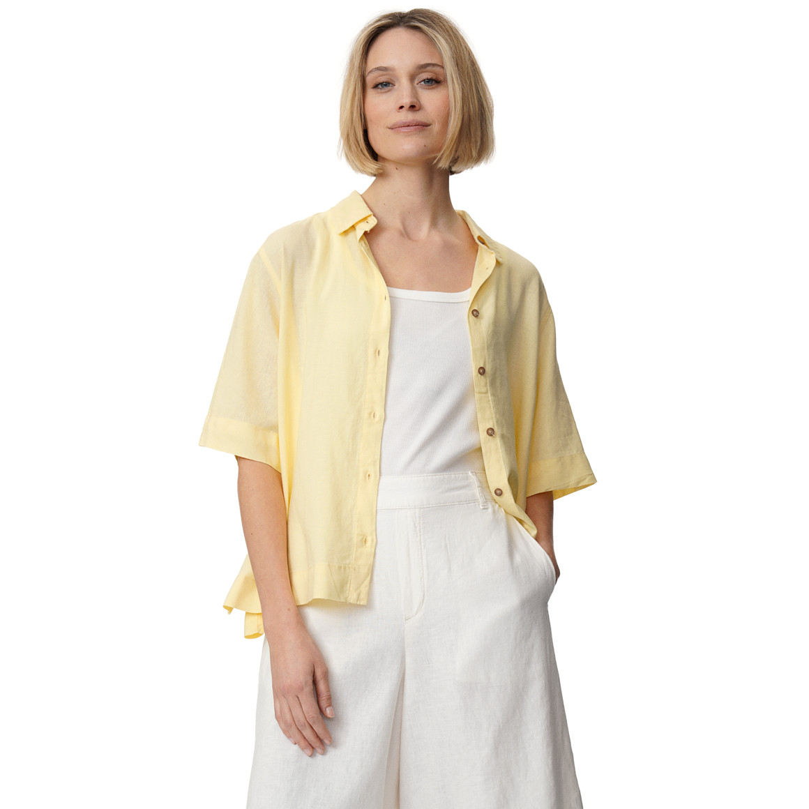 Linnen damesblouse met hemdkraag