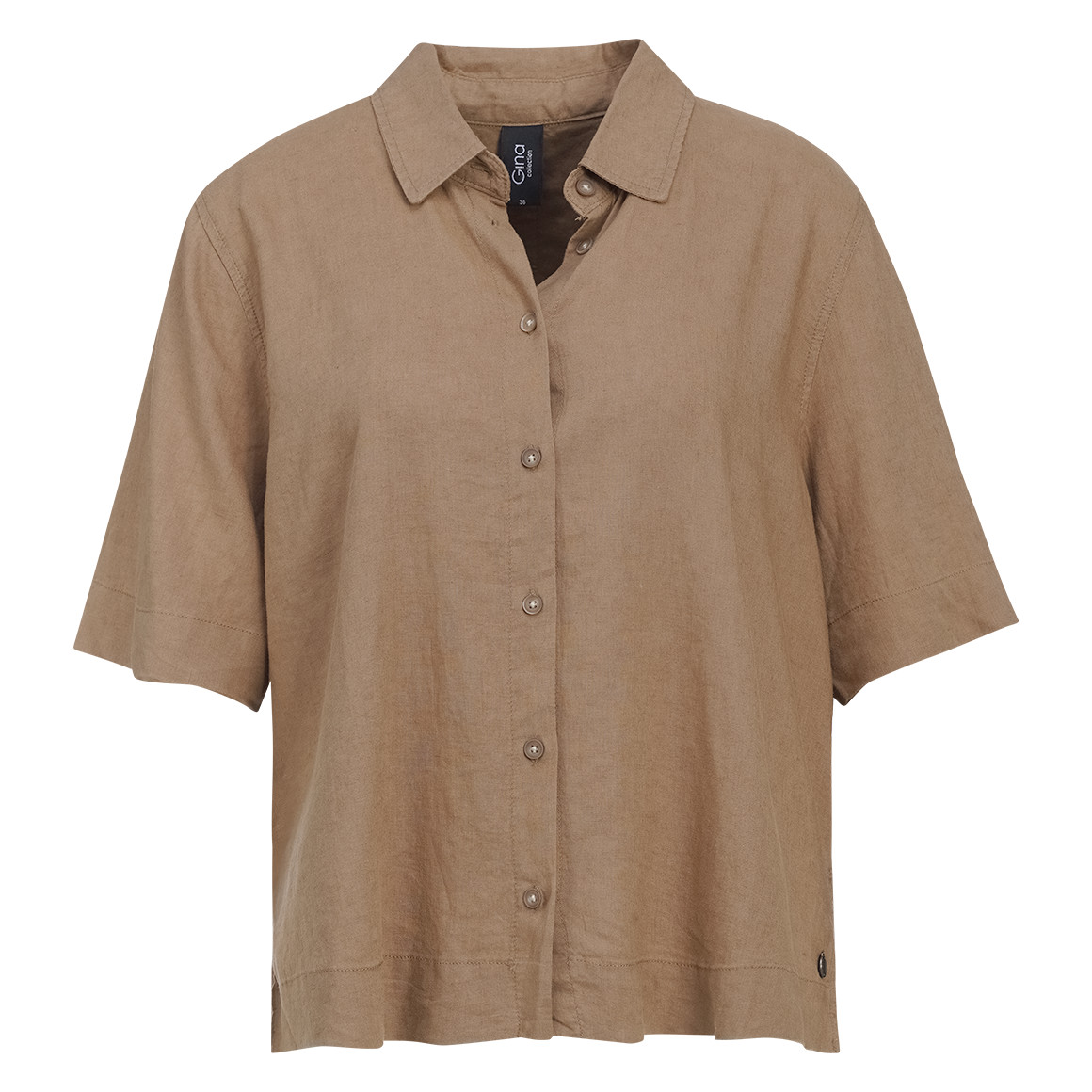 Linnen damesblouse met hemdkraag