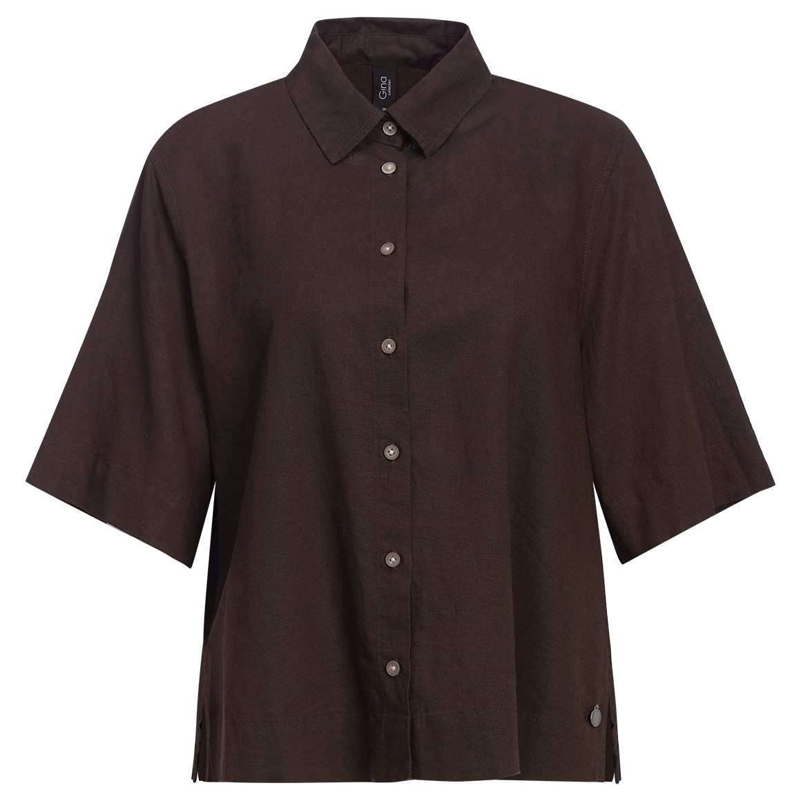 Linnen damesblouse met hemdkraag