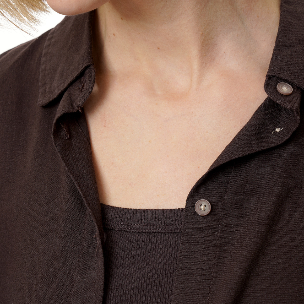 Linnen damesblouse met hemdkraag