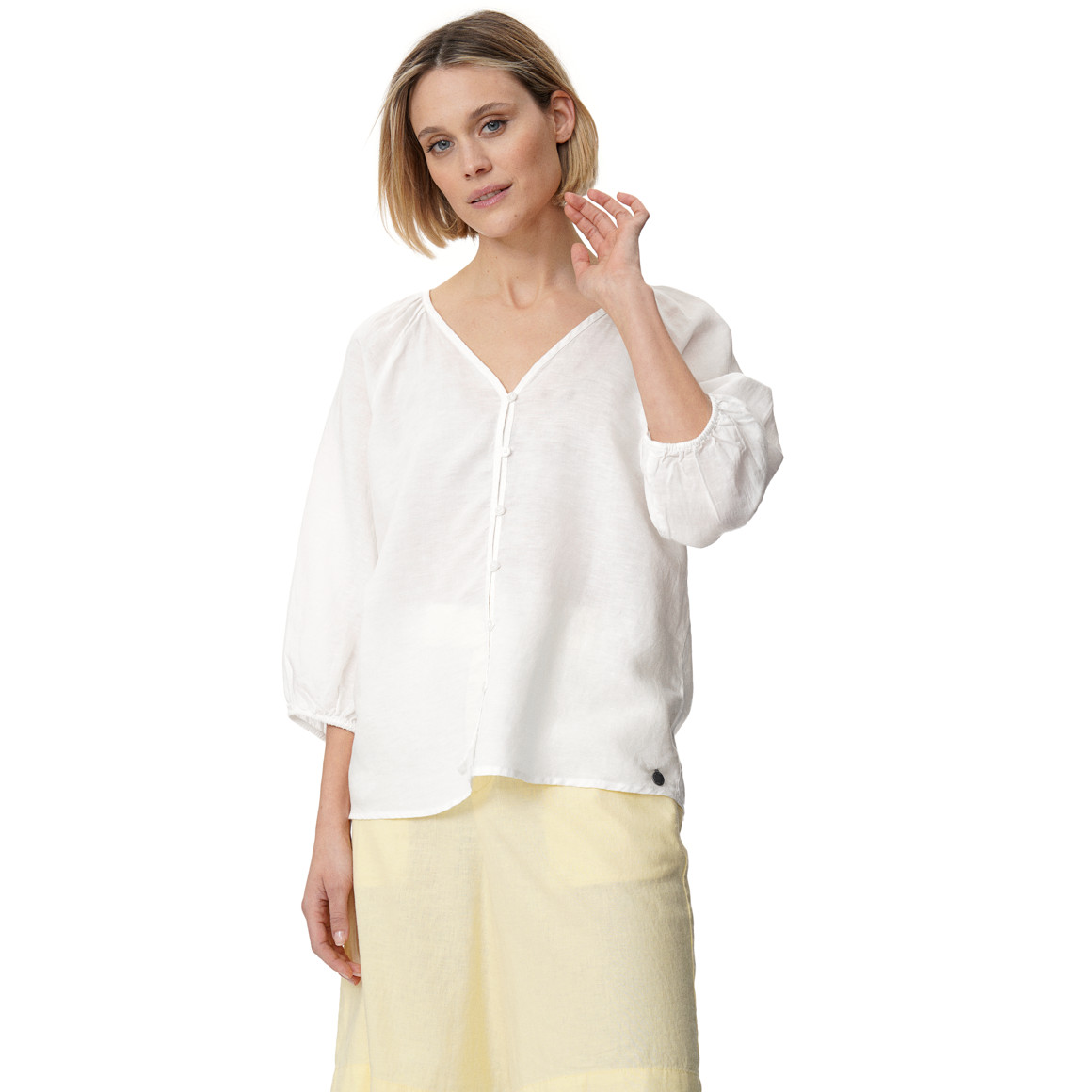 Damen Leinen-Bluse mit Knopfleiste