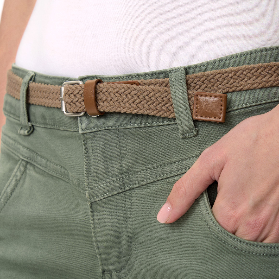 Damen Capri-Jeans mit Gürtel