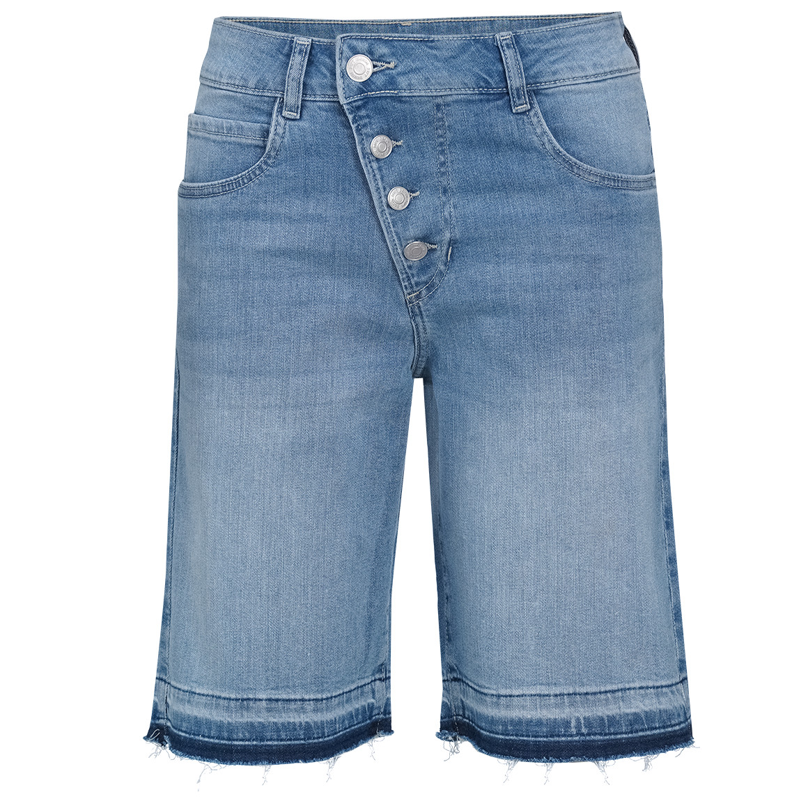 Damen Straight-Jeansshorts mit Knopfleiste