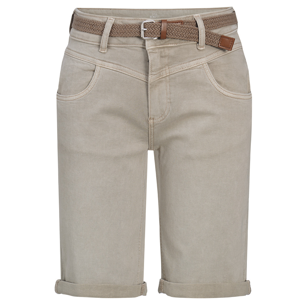 Damen Slim-Jeansshorts mit Gürtel