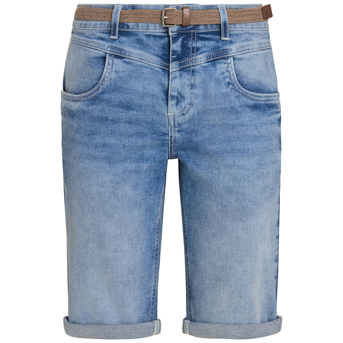 Damen Slim-Jeansshorts mit Gürtel