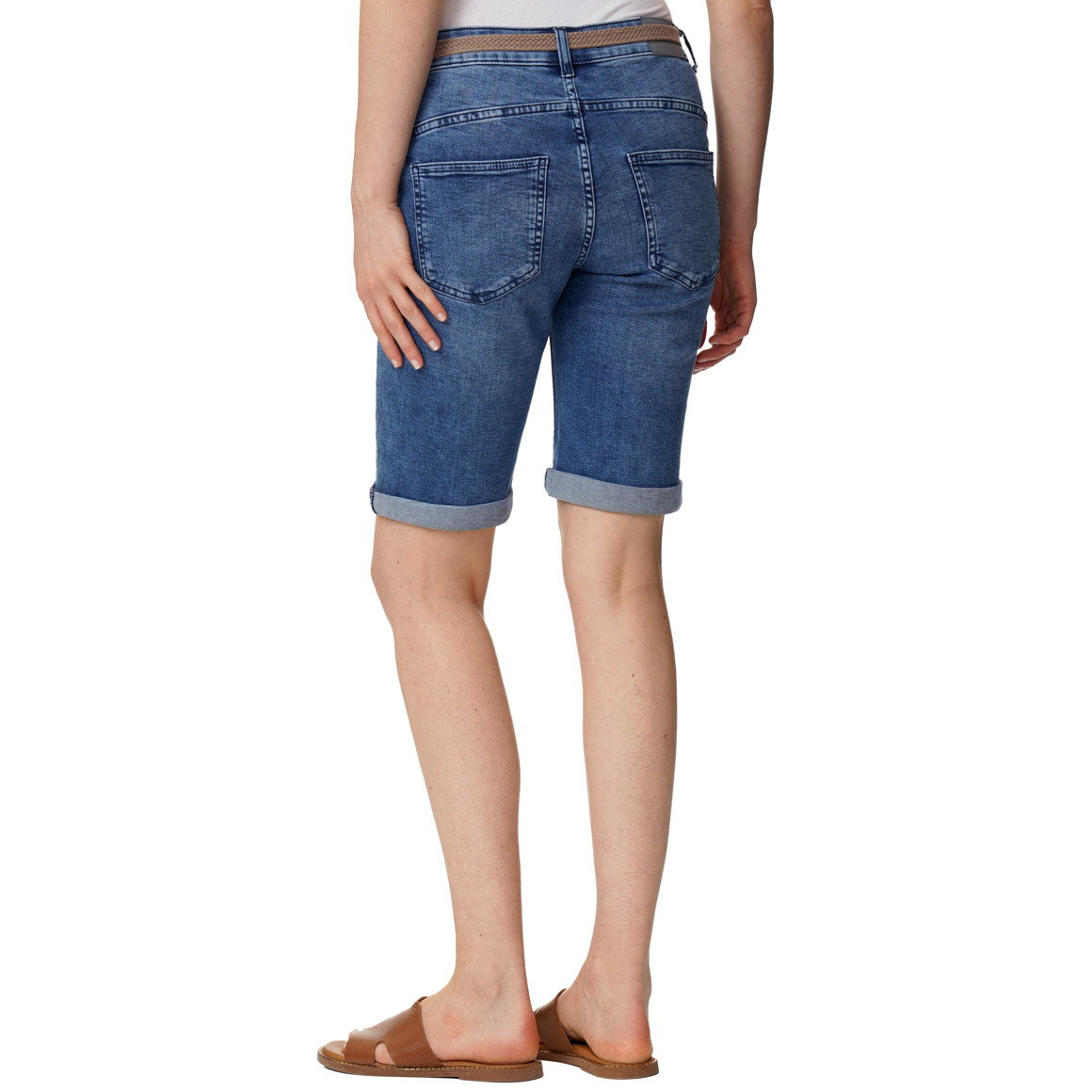 Damen Slim-Jeansshorts mit Gürtel