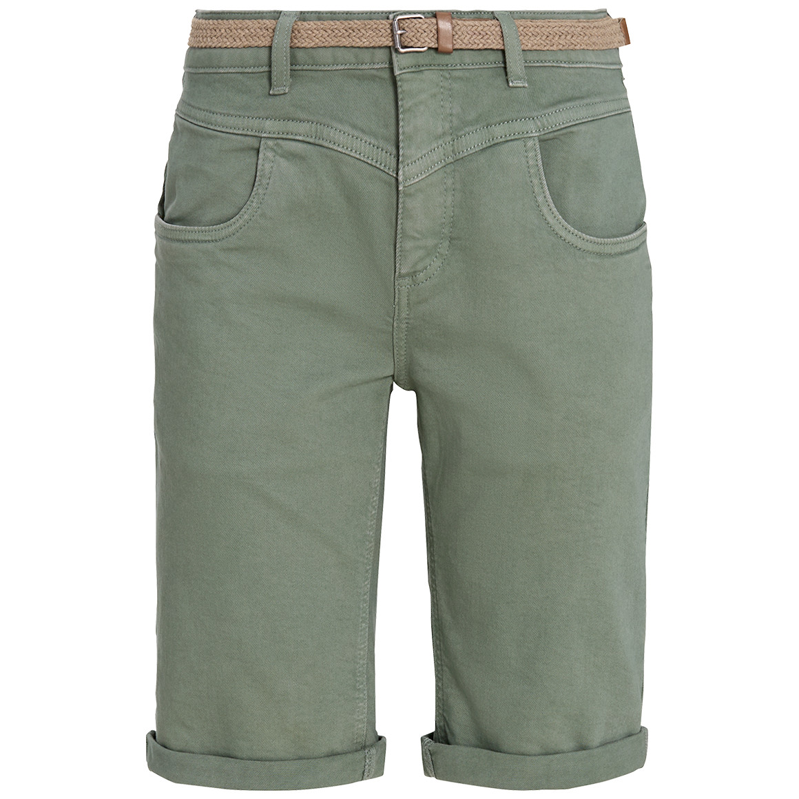 Slim-fit jeansshort voor dames met riem