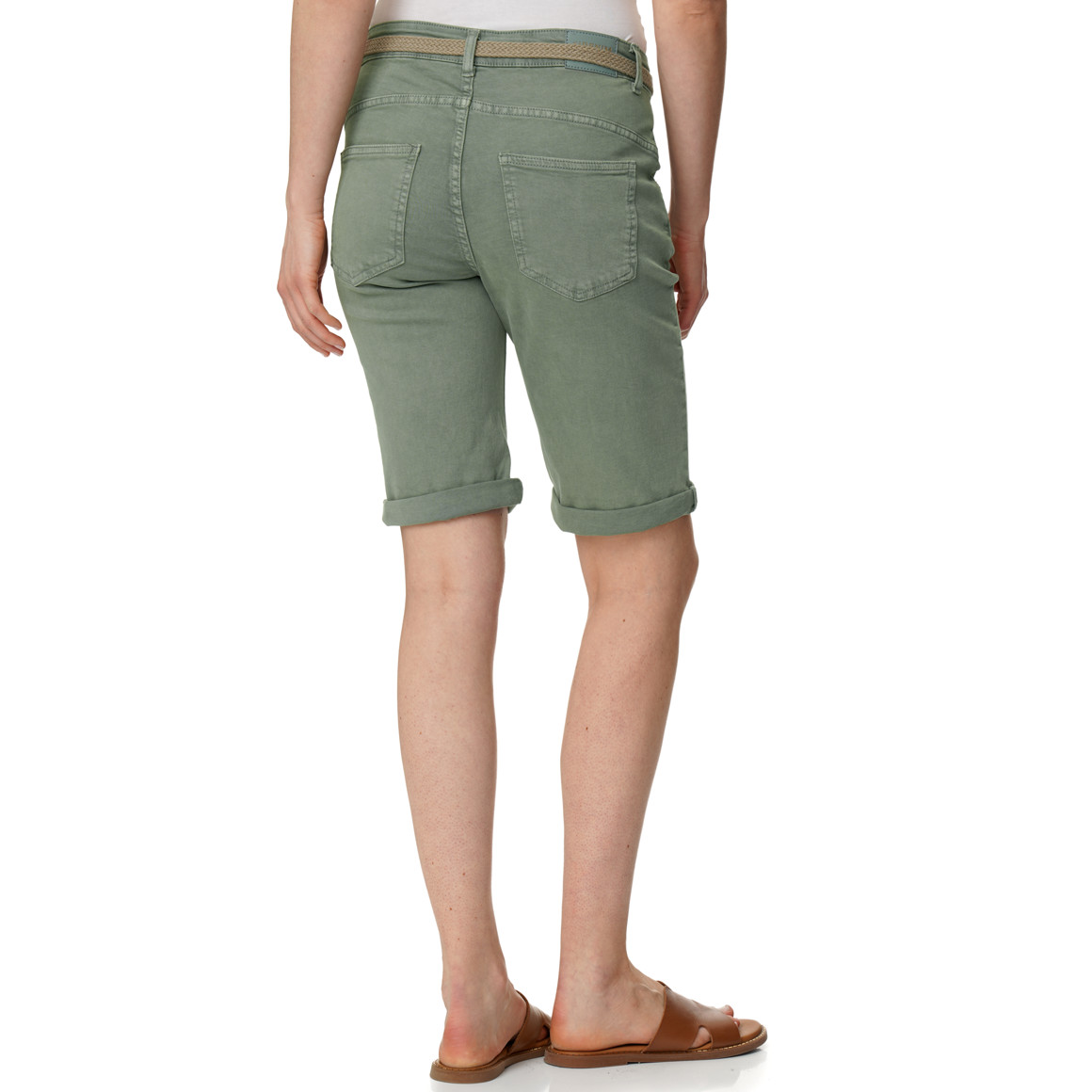 Slim-fit jeansshort voor dames met riem