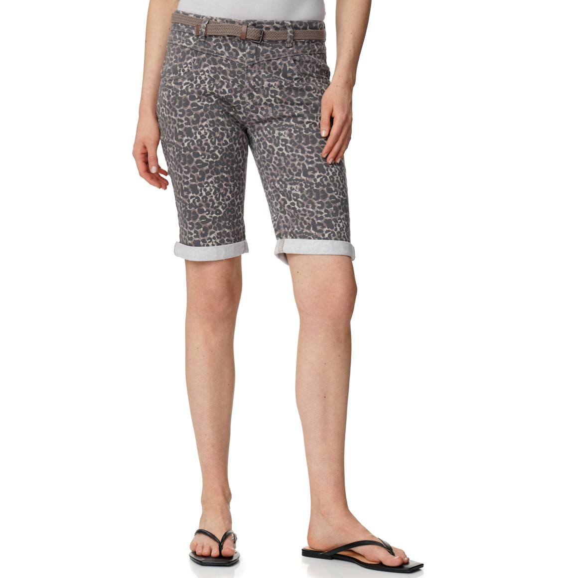 Damen Slim-Jeansshorts mit Gürtel