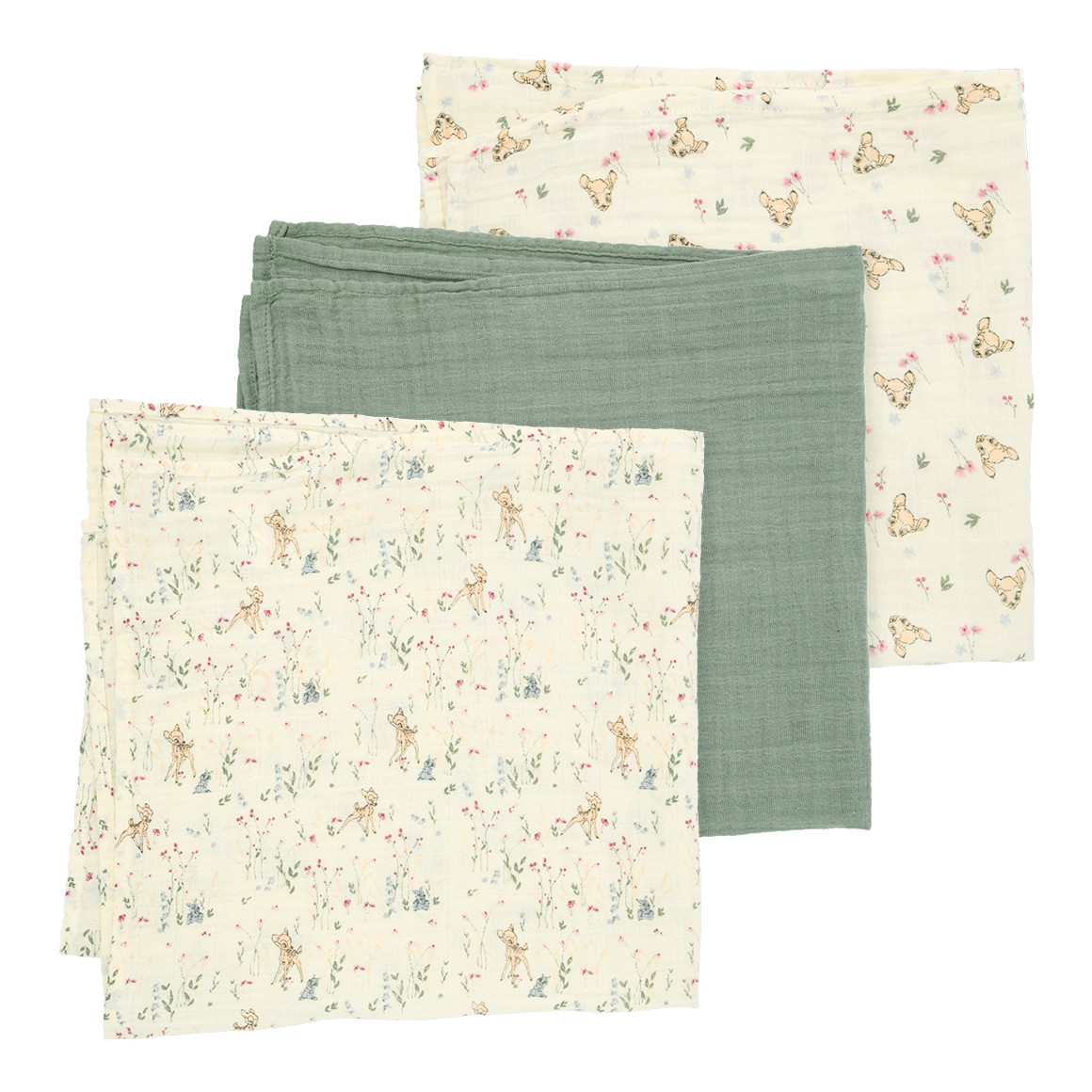 3 Bambi Musselintücher aus Baumwolle