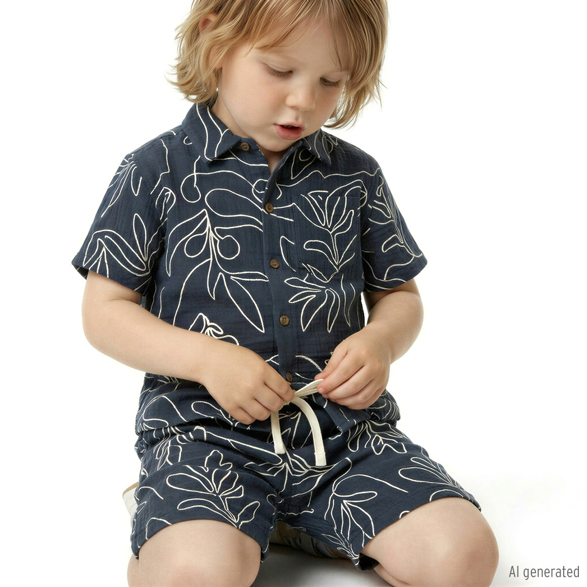 Jungen Musselinshorts mit Stickerei