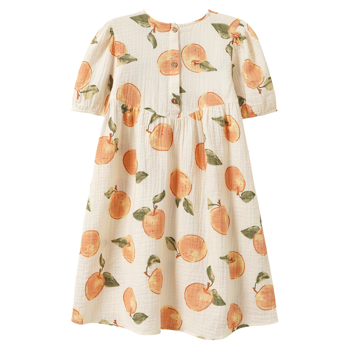 Meisjes mousseline jurk met oranje patroon