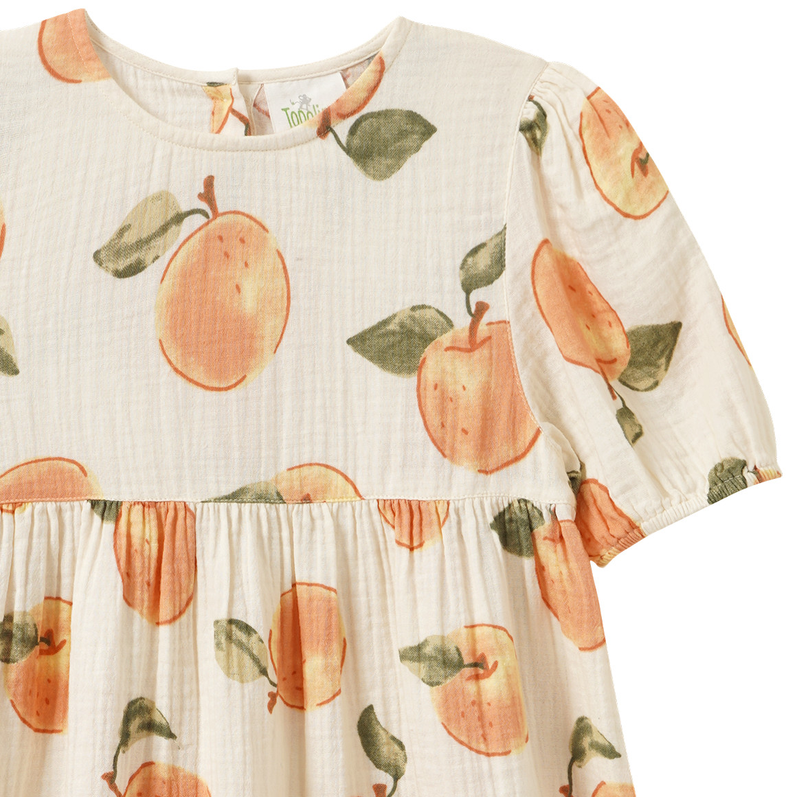 Meisjes mousseline jurk met oranje patroon