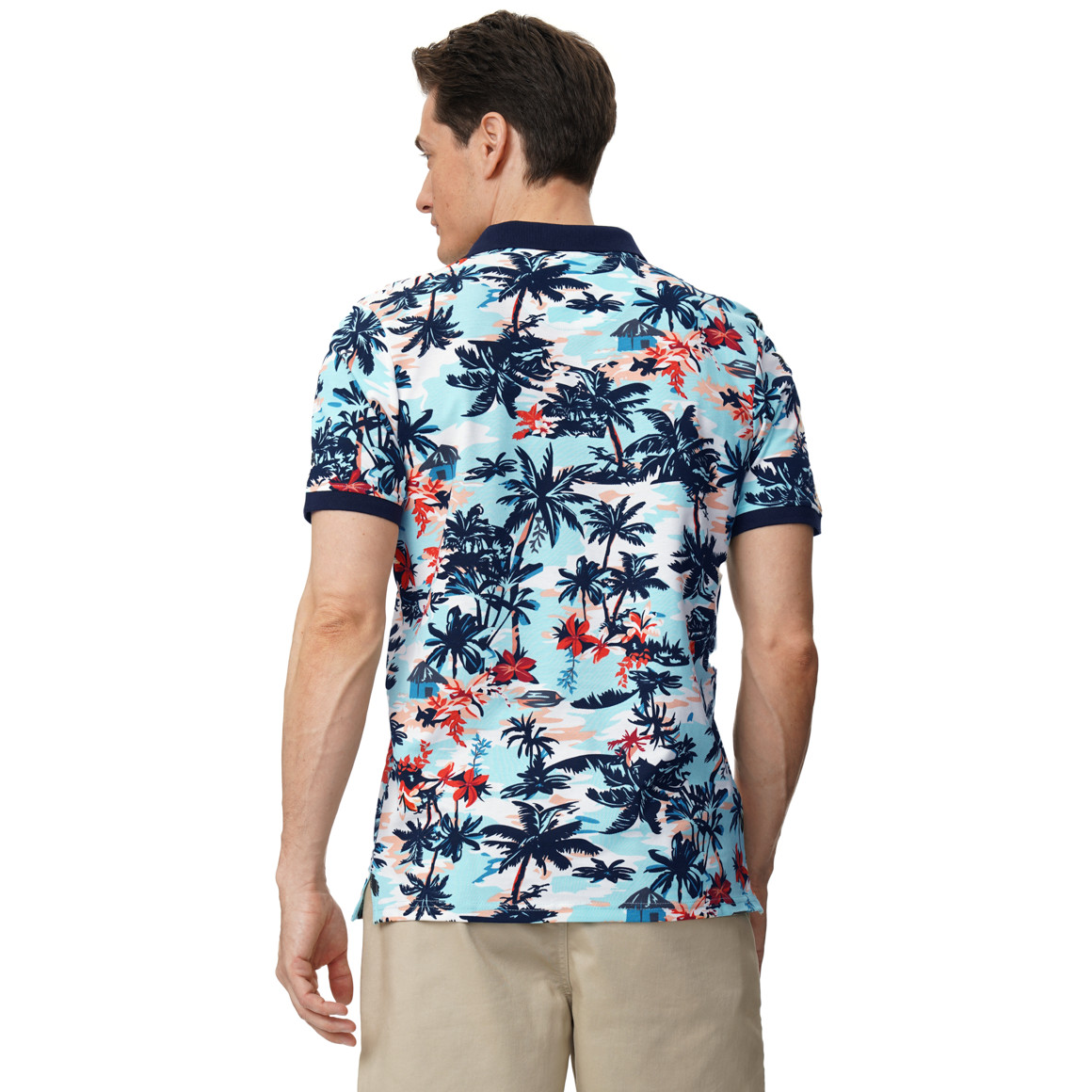 Herren Poloshirt mit Palmen-Allover