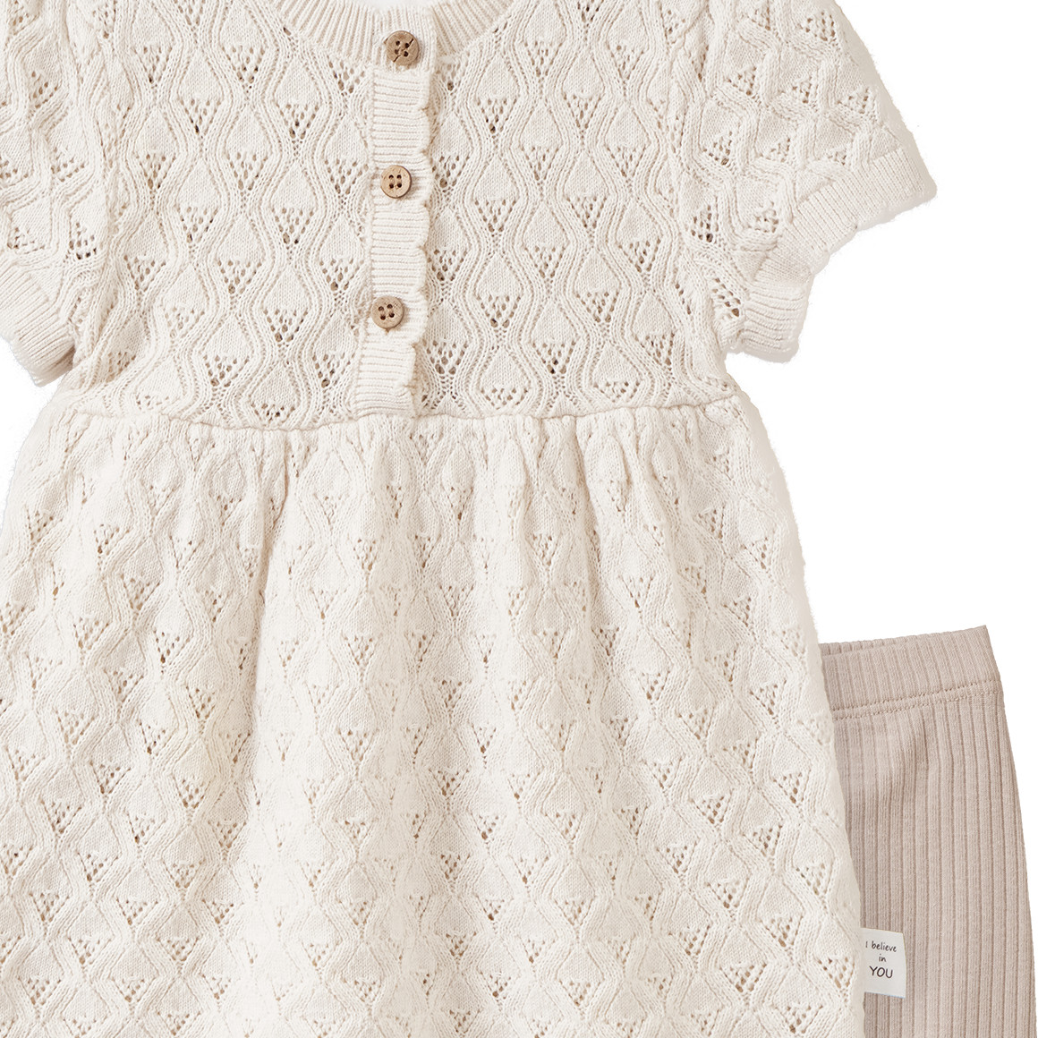 Newborn Set mit Strickkleid und Leggings