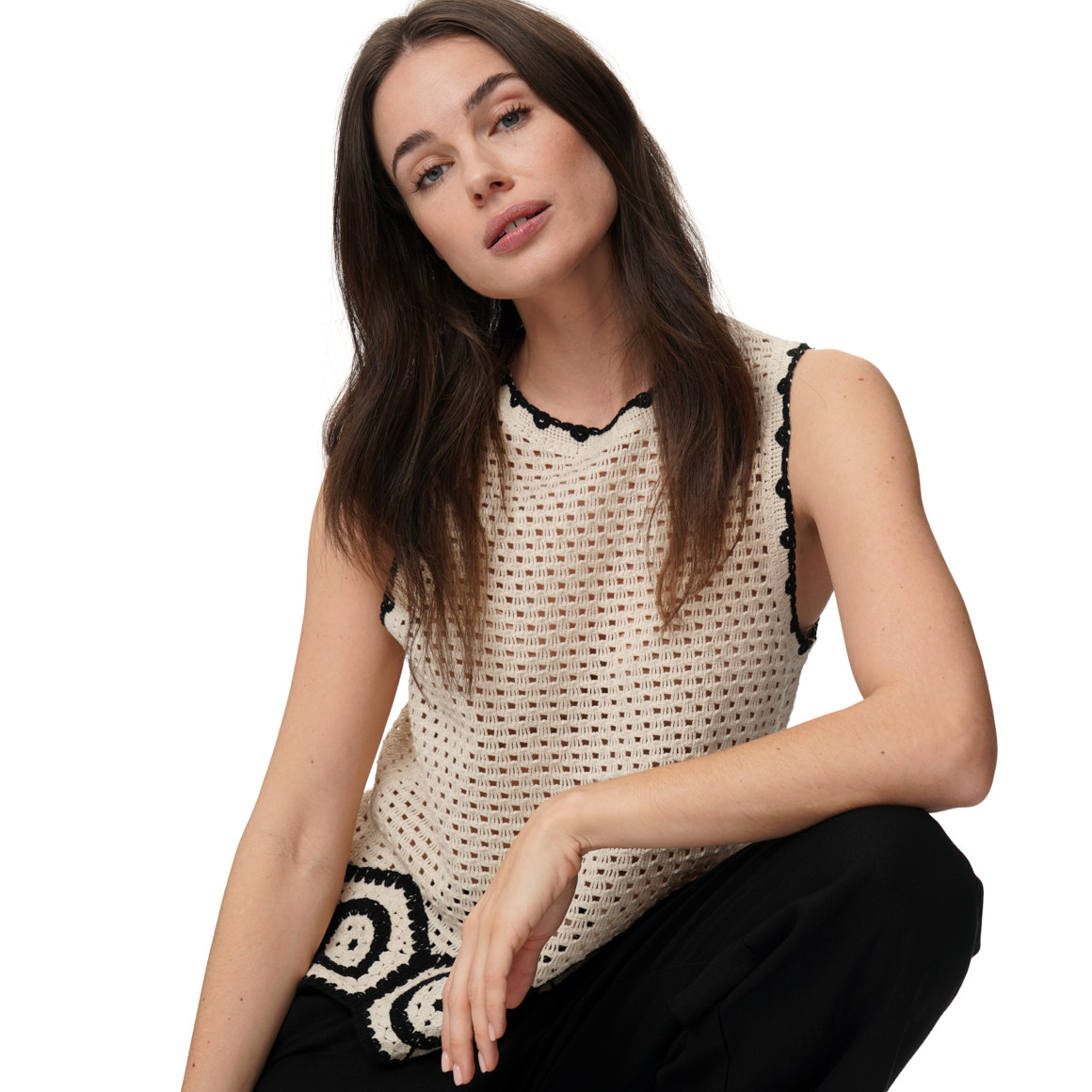 Damen Stricktop mit Ajourmuster