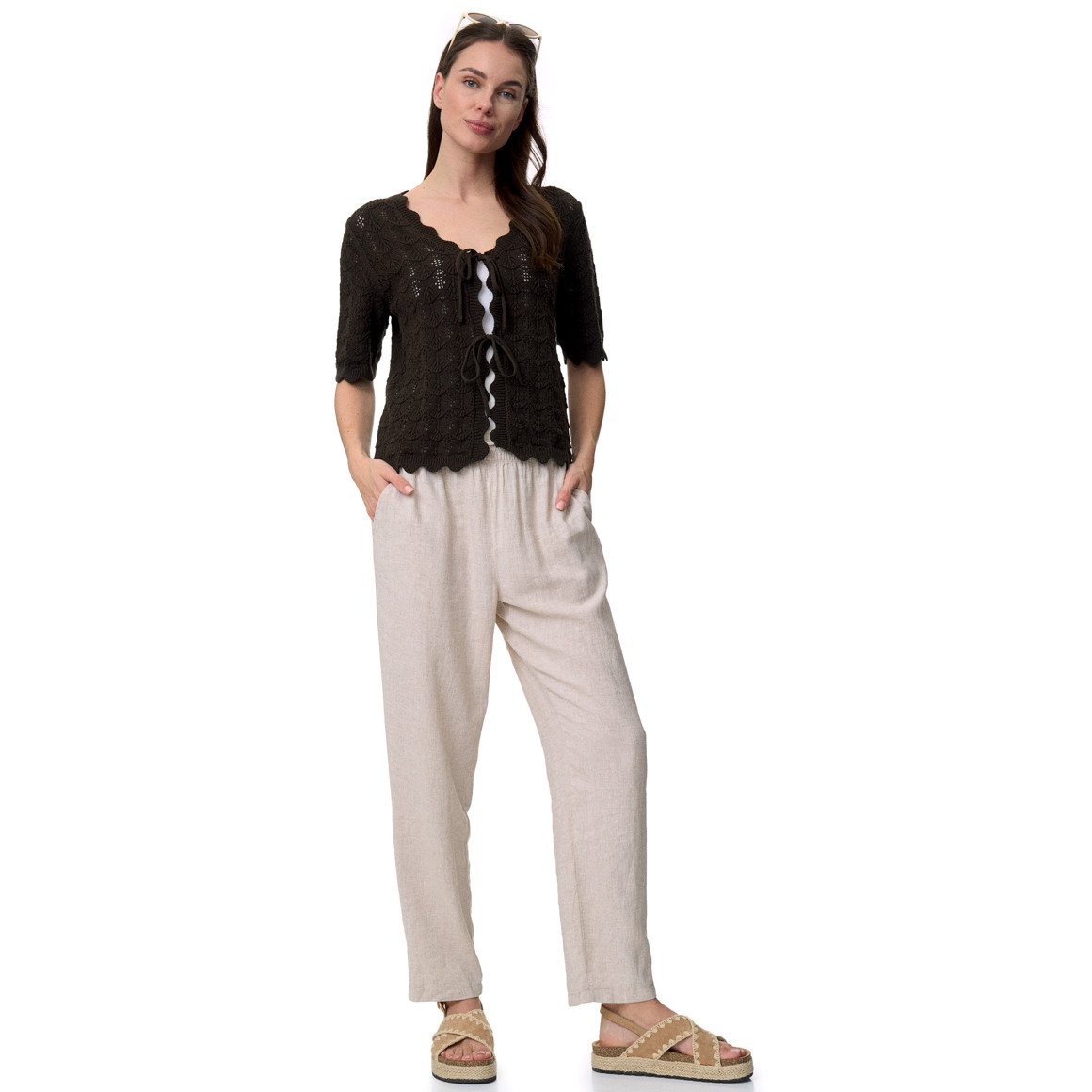 Damen Strickjacke mit Ajourmuster