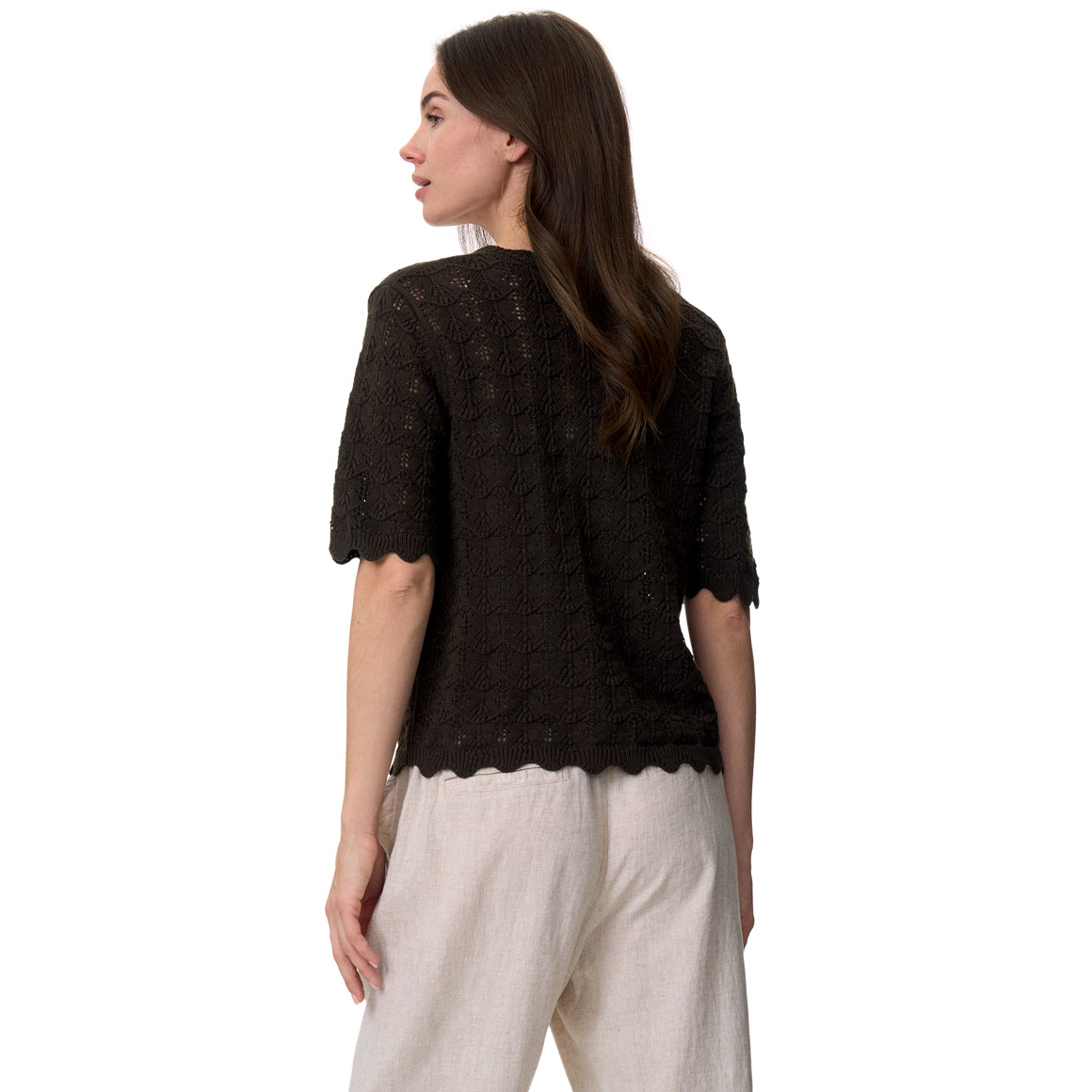 Damen Strickjacke mit Ajourmuster