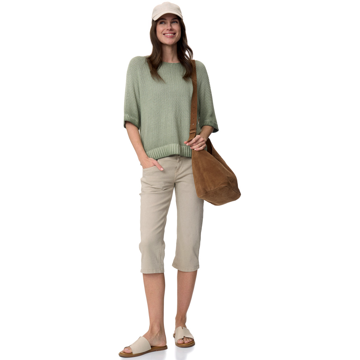 Damen Strickpullover mit Perlstrick