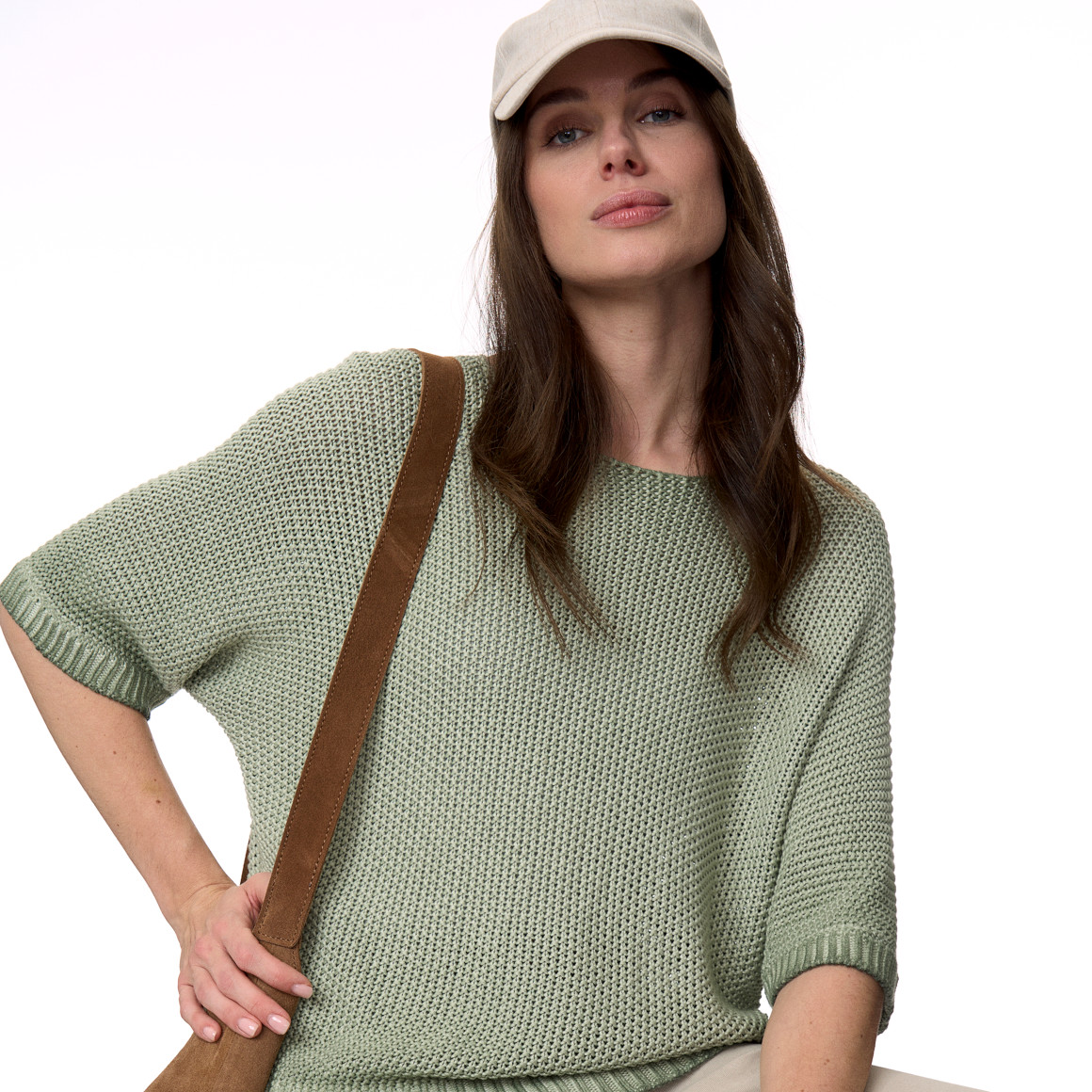 Damen Strickpullover mit Perlstrick